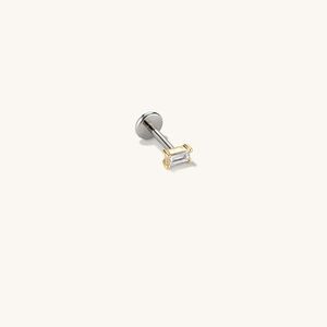 Mejuri Baguette Diamond Flat Back Stud